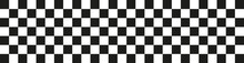 Checkered Pattern Wallpaper. Black White Tile Long Banner Background Design. Racing Flag Shape Texture.	
