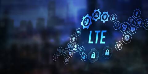 Internet, business, Technology and network concept. LTE abbreviation, modern technology concept. 3d illustration