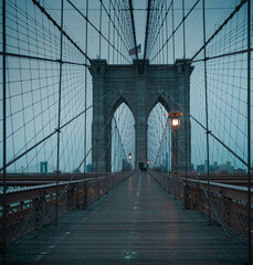  New York city view on Brooklyn Bridge at night