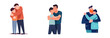 © terra.incognita - set vector illustration of man hugs his kid and feel love and proud isolate on white background