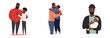 © terra.incognita - set vector illustration of afro ethnic man hugging his kid and feeling proud and love isolate on white