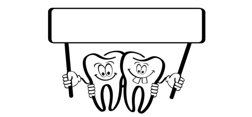 Wall Mural - For national brush day or dental day, dentists day. Cartoon tooth with gums and toothbrush, Molar logo. Damage teeth brush or tooth brush with caries. Mouth hygiene symbol. 