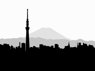 Wall Mural - Tokyo city skyline silhouette in vector