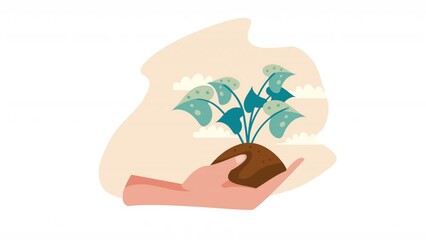 Poster - hand with plant eco animation