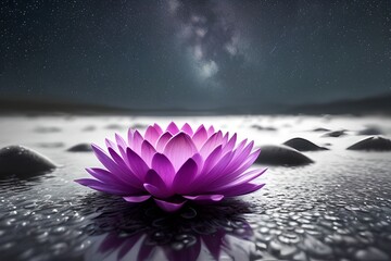 Zen lotus flower on water, meditation, serenity and spirituality concept, illustration generative ai