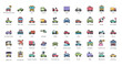 © Michael - Vehicle Color Line Icons Vehicles Transportation Icon Set in Filled Outline Style 50 Vector Icons