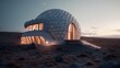  A 3d printing house with a dome, trabecular geometry, super realistic, 8k, epic, photographic, futuristic, generative ai