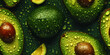 sliced ​​avocados with water drops, fresh summer wallpaper, generative ai