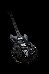 Wall Mural - Electric guitar on black. Illustration,ai generative.