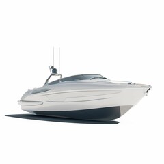 Digital render of a modern luxurious yacht on a white background