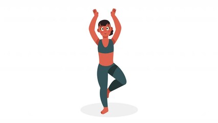 Canvas Print - woman practicing yoga character animation