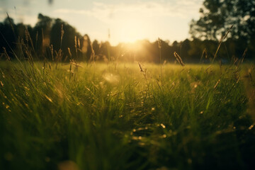 sunset in the grass