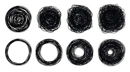 Wall Mural - Hand drawn scribble circles set. Sketch line pencil elements collection. Vector isolated illustration.