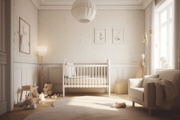 Wall Mural - interior of a child's room with a playpen