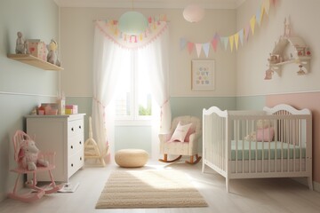 Wall Mural - interior of a child's room with a playpen