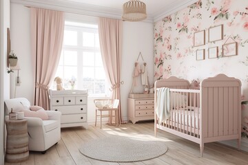 Wall Mural - interior of a child's room with a playpen