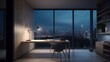© Andrea - Scenic Online webinar virtual city night meeting interior home office background for teams video call backdrop. Created using Generative AI.
