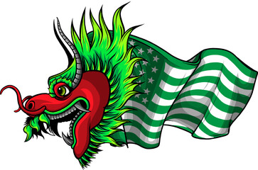 Wall Mural - vector illustration of Dragon head logo. on white background