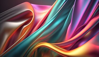 abstract background luxury cloth or liquid wave or wavy folds of grunge silk texture satin velvet material or luxurious rainbow background or elegant wallpaper design, smooth, hdr, octane render