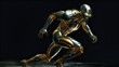 © Rabbi - The robot running with glow on a black screen