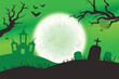 Halloween Spooky Green Night Scene Horizontal Background 2