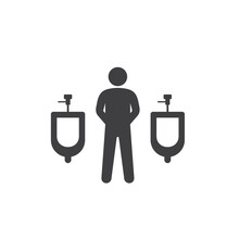 Illustration Of Urinal, Urinoir Icon, Toilet, Vector Art.