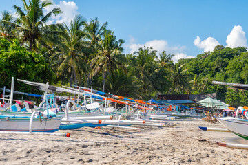 Wall Mural - jokong traditional fishing boat at balinese beach, indonesia