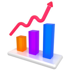 Wall Mural - Colorful Graph plan and growing strategy for marketing business and finance concept chart on isolated white background, 3d illustration