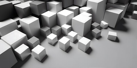 illustration of cubic building blocks background in greyish and white color