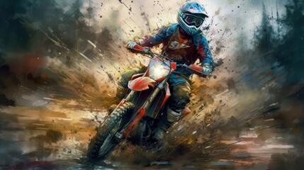 Motocross racing. Summertime. Generative AI