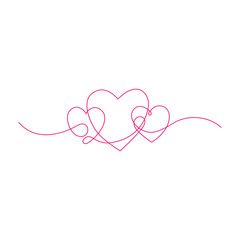 Poster - three pink hearts line element