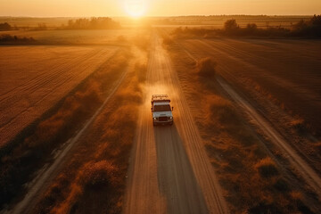 truck on the road created with Generative AI technology