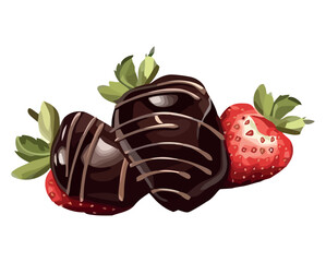 Poster - Sweet strawberries, chocolate cream