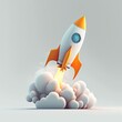 © Smart AI - Space rocket flying toward the clouds believable rocket icon Having a successful company concept, generative ai
