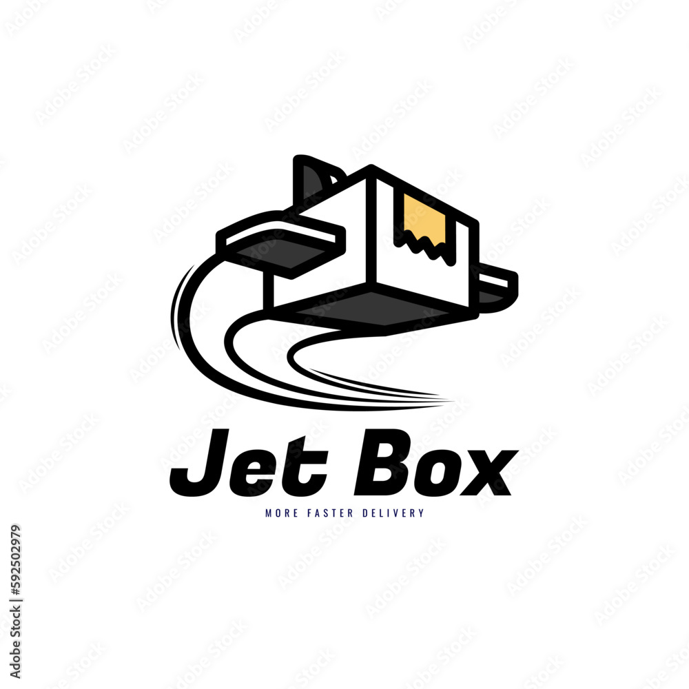 flying box for delivery logo design Stock Vector | Adobe Stock