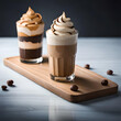 Photo ai image of yummy ice cream with caramel milkshake and vanilla with chocolate topping