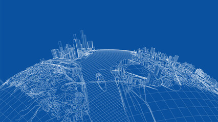 Poster - 3d city sphere. vector rendering of 3d