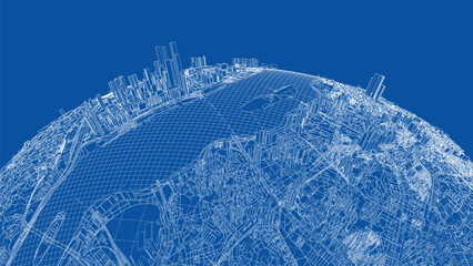 Poster - 3d city sphere. vector rendering of 3d