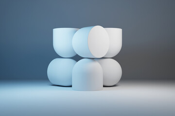 Poster - Abstract 3d design against colored background. Smooth shape 3d rendering under neon color