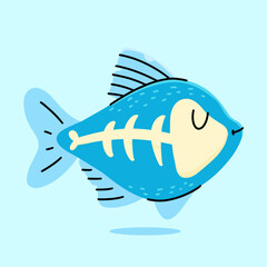 Wall Mural - Cute X-ray fish cartoon. vector cartoon illustration