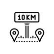 Black line icon for km location 