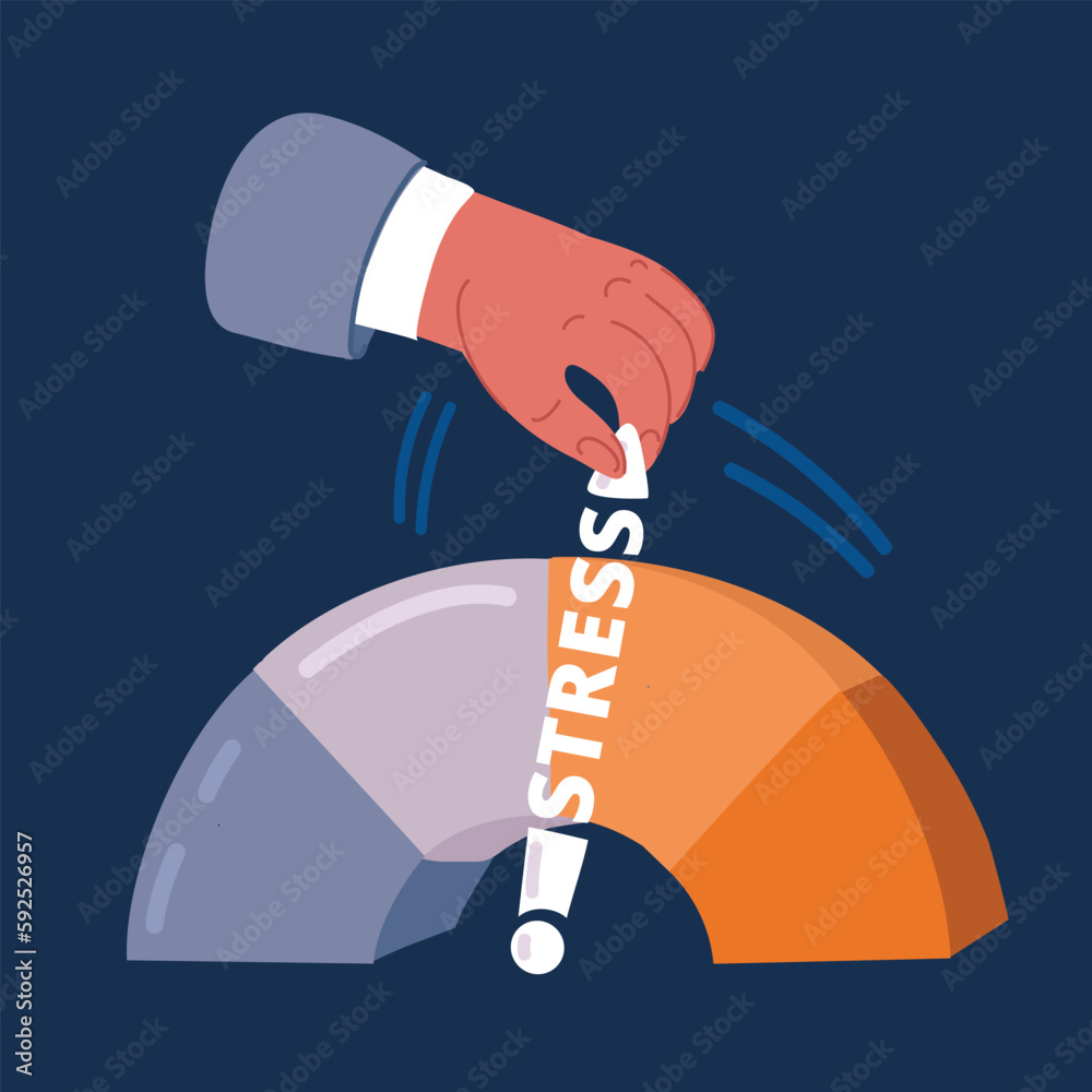 Cartoon vector illustration of scale with arrow on scale of emotions ...
