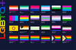 © karnografff - LGBT sexual identity pride flags gender collection. Flag of gay, lesbian, transgender, bisexual. Vector Illustration