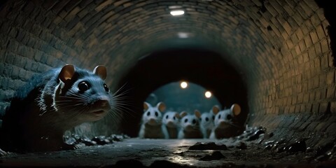 army of rats gathered in the sewers of the city ready to invade - generative ai