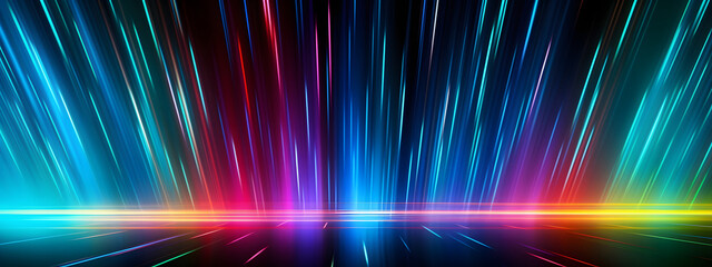 Motion gradient light rays banner cover background, vertical line background with Rainbow colorful spectrum, Generative AI