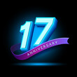 17 Anniversary 3D text with glow effect