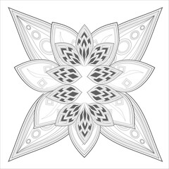 coloring page. Doodle flowers in black and white pleasing for adults' coloring page. pleasing decorative flower of Coloring book page for adult Black outline and white background