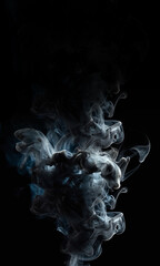 Wall Mural - Panoramic view of the abstract smoke or fog. White cloudiness, mist or smog moves on black background. Beautiful swirling gray smoke. Mockup for your logo. Wide angle horizontal wallpaper or web 