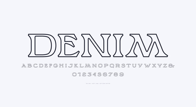 Hollow wide serif font in western style