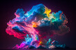 Explosion nocturne, fumées colorées - Générative IA